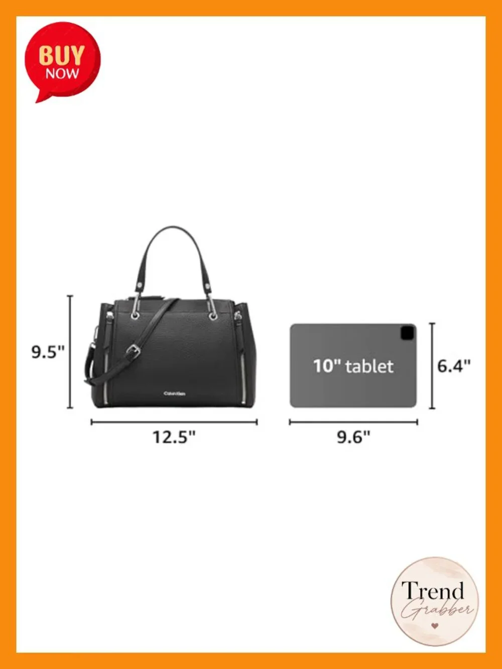 Calvin Klein Satchel Vegan Leather Crossbody Bag with Pockets